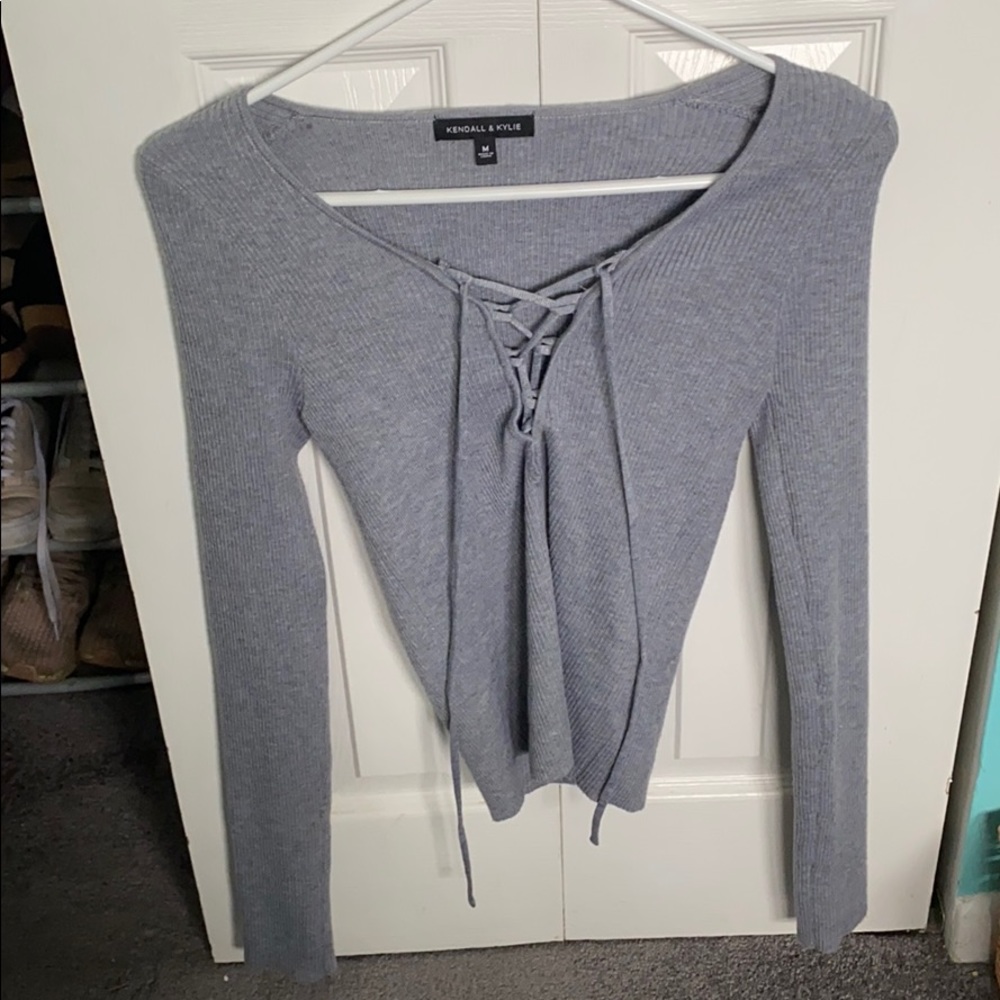 Kendall & Kylie Pacsun Ribbed Lace up Shirt